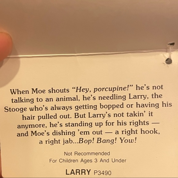 VINTAGE 1988 THREE STOOGES DOLLS 14" WITH TAGS CURLY AND LARRY SET - Picture 7 of 7